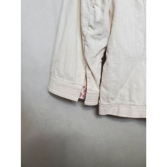 J. Jill Petite 100% Cotton Cream Lightweight Summer Blazer Coastal Neutral - Picture 7 of 9